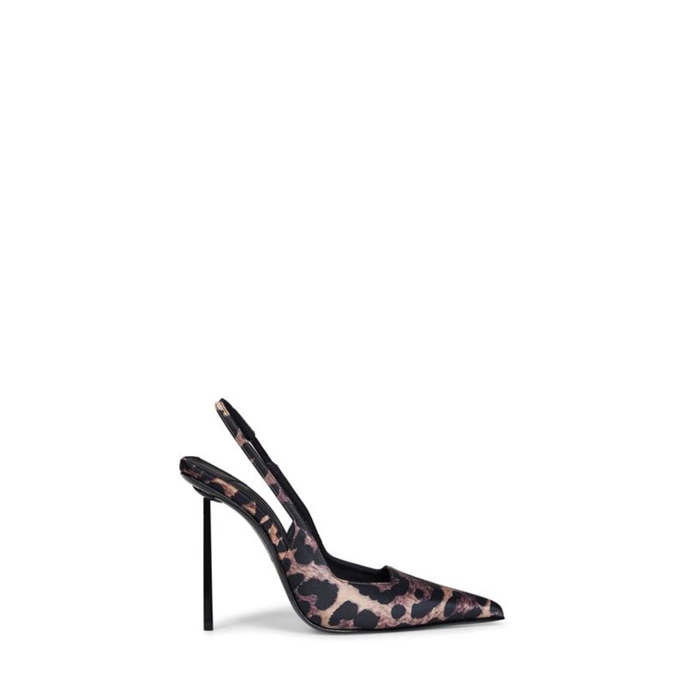 Le Silla Women Savannah And Black Leopard Satin Amelia 120 Mm Slingback Pumps